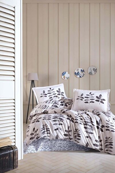 eco concept Ranforce 100% Cotton Duvet Cover Set Double Size Hafsa V1 Anthracite