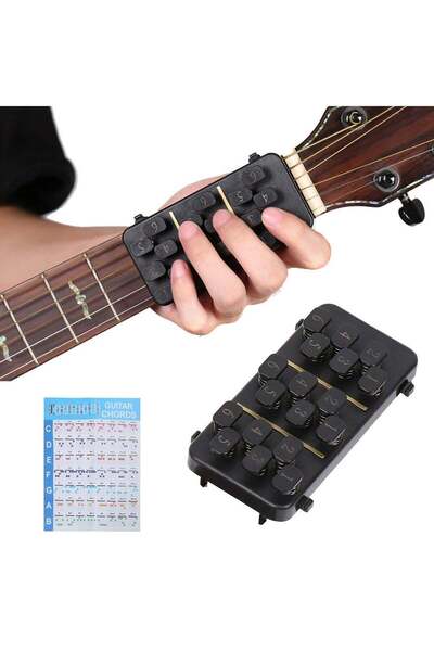 Generic مدرب وتر الجيتار مع درجة الوتر - أداة تعليمية للمبتدئين (أسود)