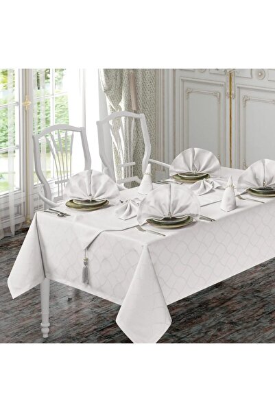 Global-Store Global Store rectangular tablecloth, Tina 160x220 cm cream