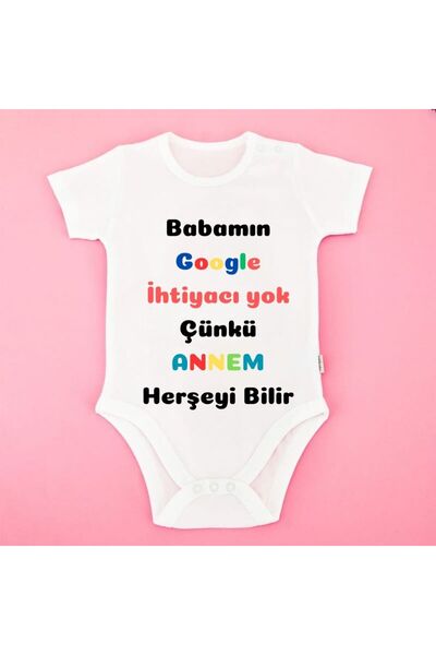 gifttime Funny Saying Mother-Themed Baby Bodysuit – “My Dad Doesn'T Need Goog...