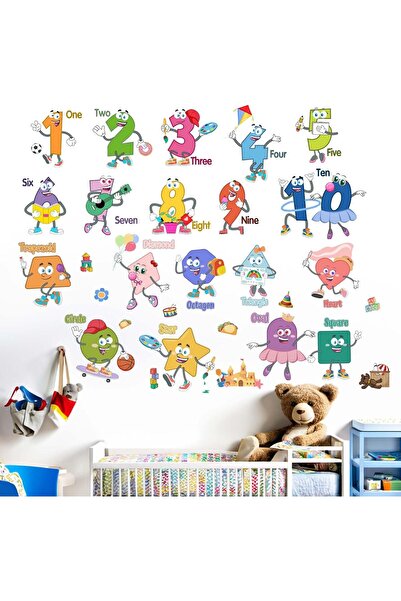 Amimagen ملصقات حائط بأشكال وأرقام للفصول الدراسية - ملصقات تعليمية قابلة للت...