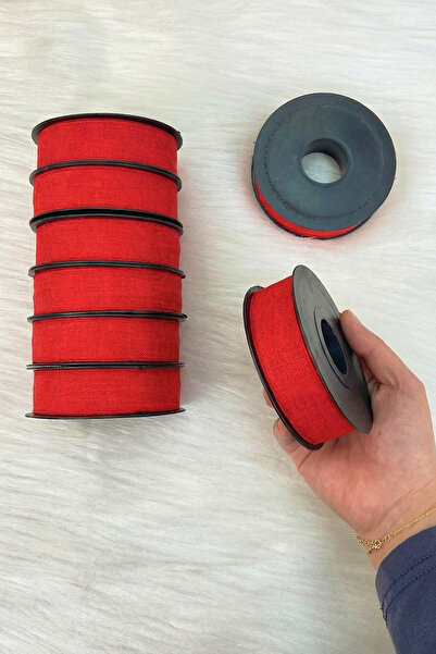 ZEYMERADE Κόκκινη λινό κορδέλα νοπέλι 2,5 εκ. 20 μέτρα, κορδέλα διακόσμησης δώρου ειδικής περίστασης γάμου