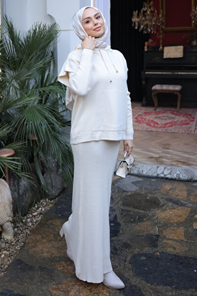 İmajButik Φόρεμα με κρεμ πλεκτό πουλόβερ