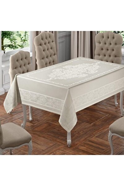 Global-Store Global Store Rectangular Waterproof Tablecloth 160x220 cm - Cream-Coffee