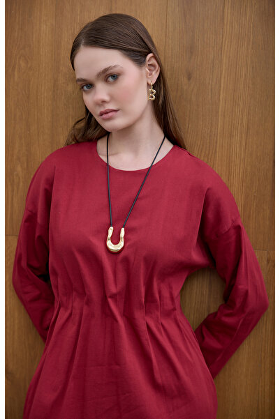 Birgül Bektaş Φόρεμα με κρυφή πιέτα σε μπορντό χρώμα