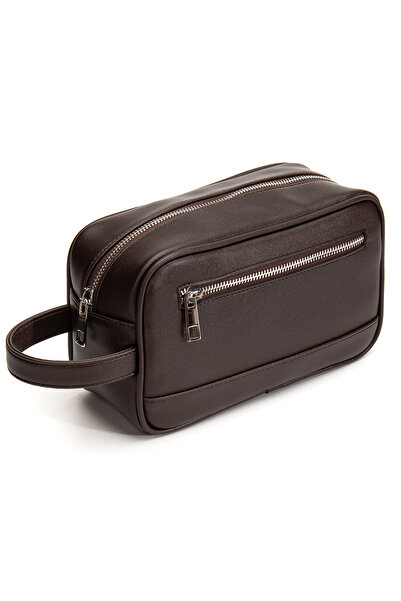 gio&mi Atlas Men's Vegan Leather Portfolio Clutch Travel Casual Handbag Brown