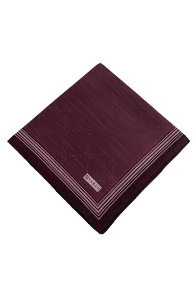 Vakko Cotton Silk Scarf - Monogram with Border - Burgundy