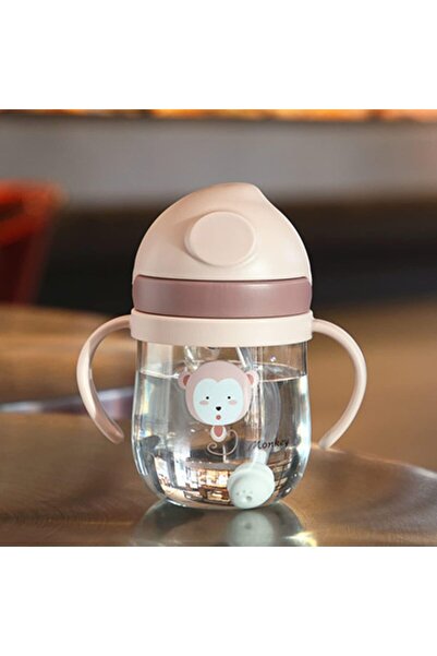 KASTWAVE 300ml Silicone Leak-Proof Sippy Cup with Straw & Handles (Brown)