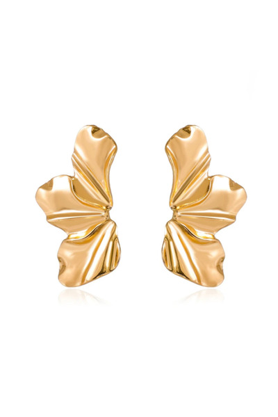Eva Grace Σκουλαρίκια Azara με κλιπ, χρυσά, σε σχήμα πετάλου, με λαμπερή όψη