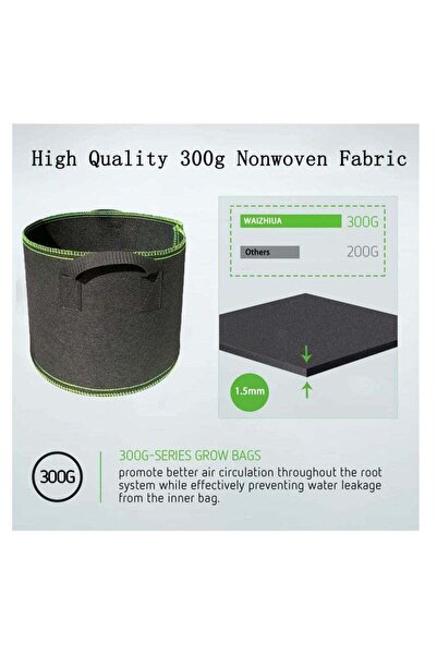 Generic 6-Pack 5 Gallon Breathable Nonwoven Fabric Plant Grow Bags with Handles