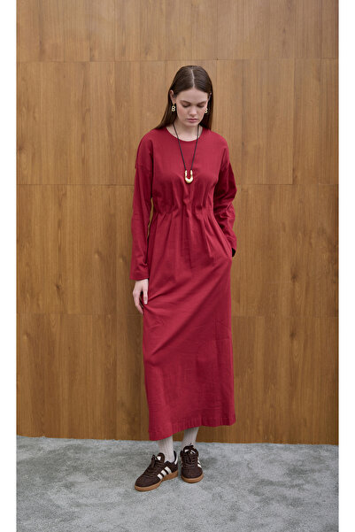 Birgül Bektaş Φόρεμα με κρυφή πιέτα σε μπορντό χρώμα