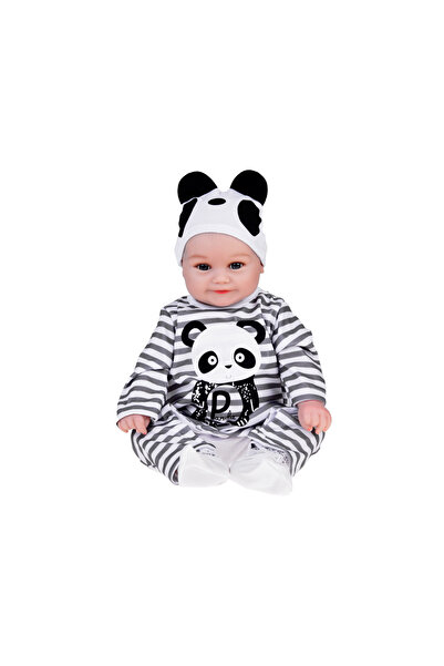 Jokomisiada Interactive baby-boy doll, smiling, realistic appearance, in panda jumpsuit, height 45cm, ac