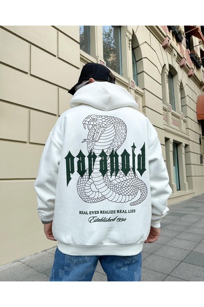 FG KONNİCHİWA Paranoid Printed Black Snake Cobra Oversized Zipper Sweatshirt