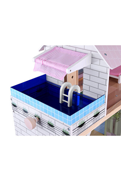 Jokomisiada Children's dollhouse made of wood, with 3 floors and 5 spacious, fully equipped rooms