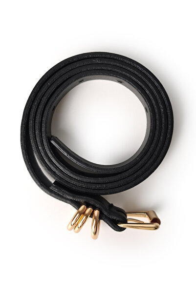 Ecrou Three Buckle Thin Belt Black