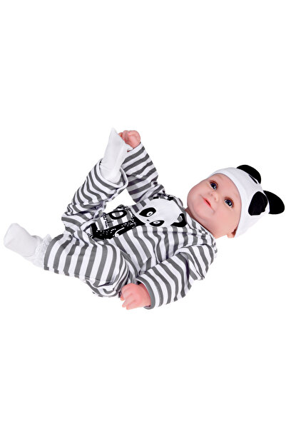 Jokomisiada Interactive baby-boy doll, smiling, realistic appearance, in panda jumpsuit, height 45cm, ac
