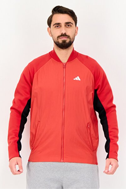 adidas Men Sportswear Fit Long Sleeve Training Jacket, Red