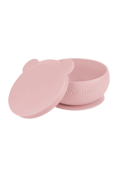 MinikOiOi وعاء بغطاء من السيليكون بقاعدة مفرغة - وردي وردي