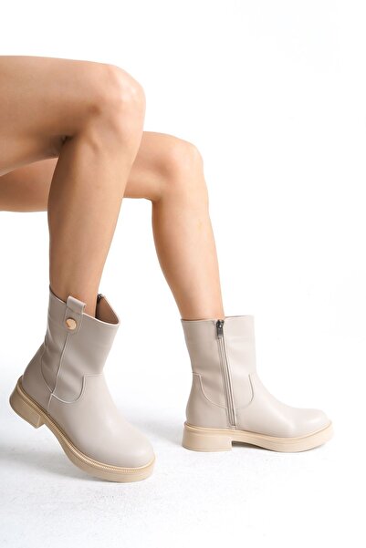 FEMME Γυναικείες μπότες με χοντρή σόλα με φερμουάρ και οβάλ μύτη, καθημερινές...