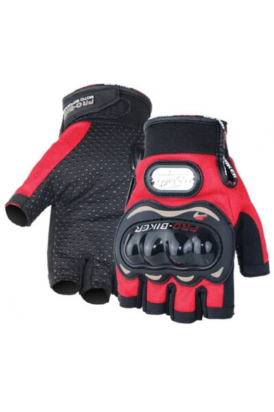 Roco Pro Biker Fingerless Gloves (Red)