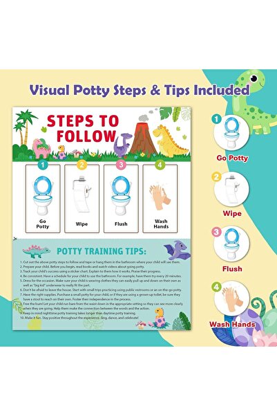 Generic Potty Training Reward Chart for Toddlers - Dinosaur Design with Stickers (DDMA)