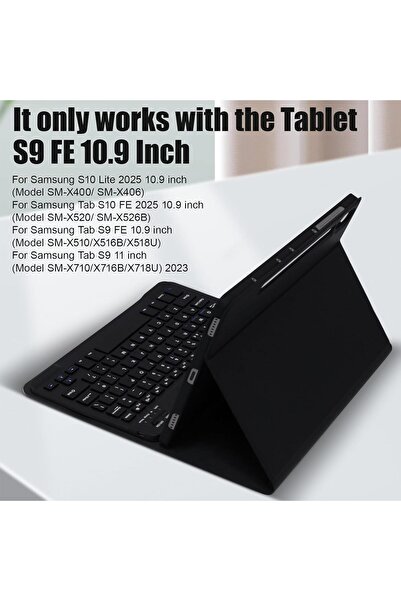 HYX حافظة مع لوحة مفاتيح بلوتوث قابلة للفصل لجهاز Samsung Galaxy Tab S10 Lite / S10 FE / S9 FE / S9 11 بوصة