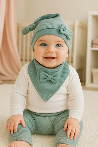 Arin Baby Baby Girl Scarf, Bib and Hat Set/Scarf Hat Set/Baby Girl Bib Hat Set
