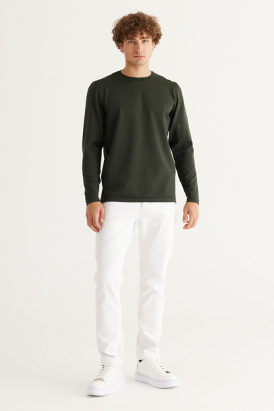 ALTINYILDIZ CLASSICS Πλεκτό πουλόβερ με λαιμόκοψη τύπου Crew, κανονική εφαρμογή, χακί