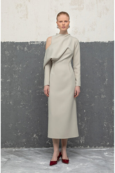 KAMEYA Stone Midi Dress with Shoulder Detail