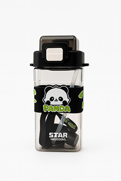 OEM Sticlă Panda Star 650ml – Model Premium cu Curea, Pai și Capac Rabatabil ...