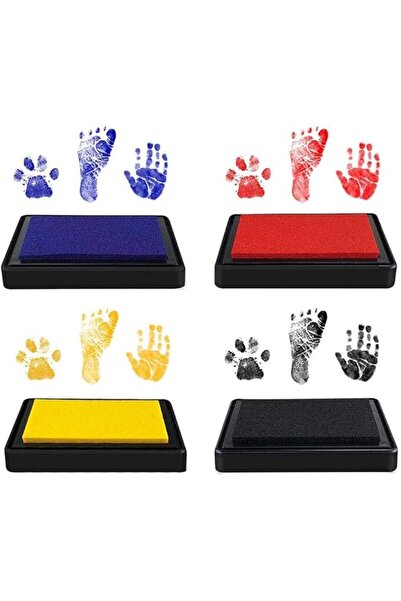 Generic وسادات حبر بصمة اليد والقدم من خزنة للأطفال، غير سامة وقابلة للغسل، 4...