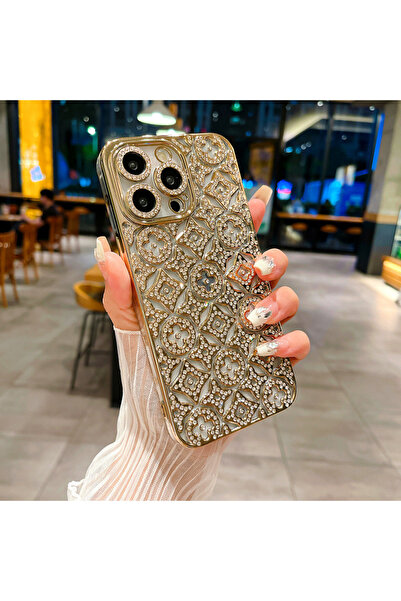 Goldie Case İPhone 11 Uyumlu Işıltılı Taşlı Yonca Yıldız Desenli Darbe Emici ...