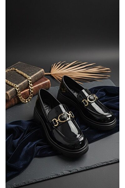 Slipcat Women's Thick Sole Orthopedic Comfort Sole Leather-Look Loafer – Black