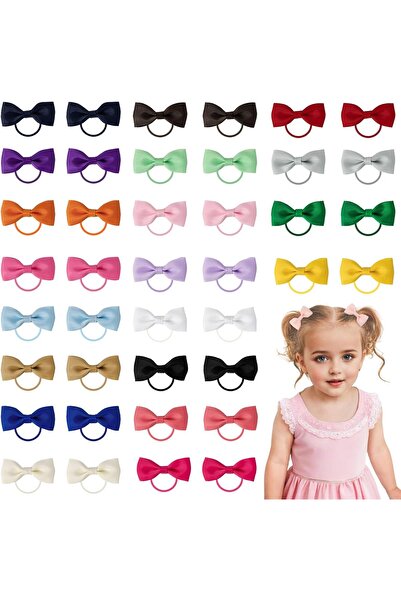 Duomama 40 ربطة شعر للأطفال مقاس 2 بوصة - ربطات شعر مطاطية صغيرة لعمل ذيل حصان للأطفال الصغار