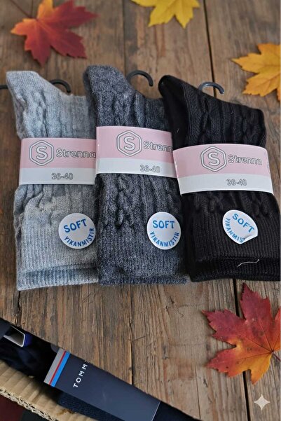 Strenna KADIN LAMBSWOOL (YÜN) ÇORAP ; 3'LÜ ASORTİ SETLER; 36-40