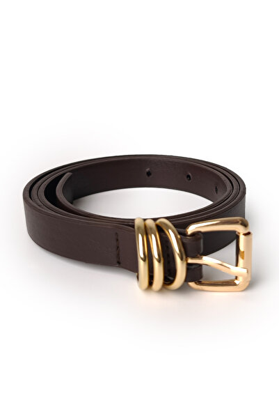 Ecrou Three Buckle Thin Belt Bitter Brown
