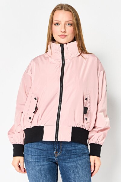 Andrew Marc Women Solid Bomber Jacket, Blush