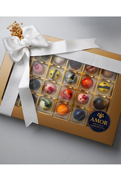 AMOR Premium 24’lü İç Dolgulu Special Belçika Çikolata Kutusu – El Yapımı Öze...