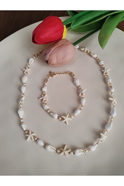 elbi bijuteri Starfish and Seashell Set. Necklace, Bracelet.
