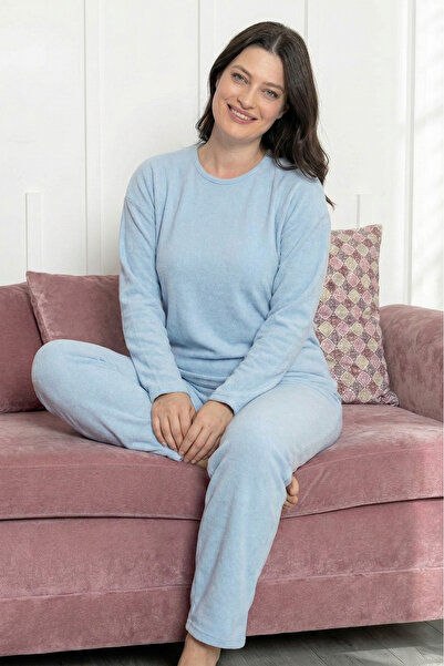 Farya Home Cotton Thick Winter 2 Thread Count Fleece-Lined Long Sleeve Knitted Pajamas Set