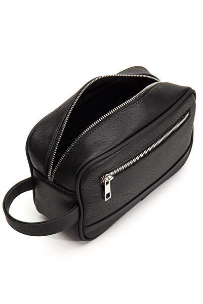 gio&mi Atlas Men's Vegan Leather Portfolio Clutch Travel Casual Handbag Black Natmat