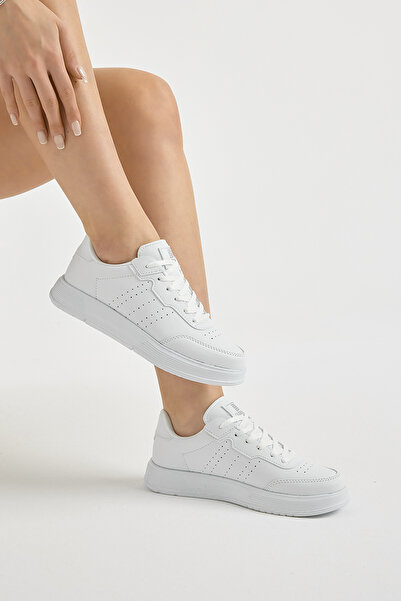 Tonny Black Unisex White Lightweight Faylon Sole Lace-Up Casual Sports Shoes