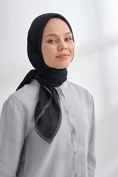 ARMANDA Müslin Biyeli Eşarp 3353-1 Siyah