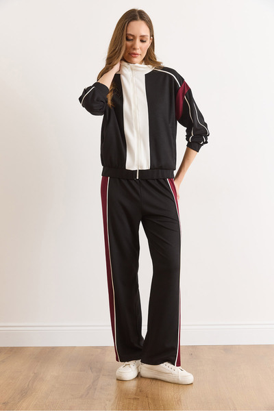 Olalook Women's Black Color Block Modal Keyed Suit Tkm-19000466