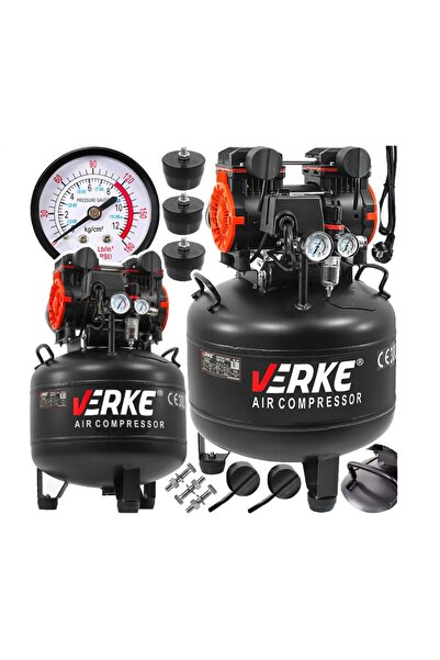 VERKE Compresor de aer, 2CP 230V 120 L/min 8 bari, capacitate rezervor 38 litri,