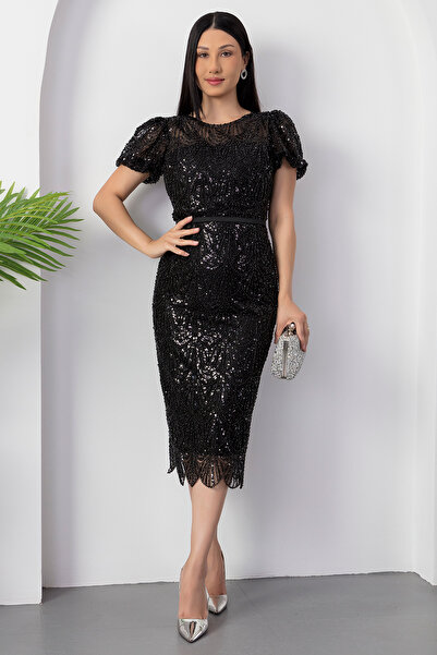 PULLIMM Βραδινό φόρεμα με λεπτομέρεια με χάντρες με λαιμόκοψη BAL152