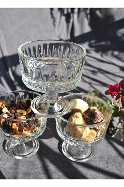 Qualitev 4-Piece Footed Glass Snack Bowl Magnolia Bowl Sugar Bowl Dessert Ice Cream Bowl - Elisa