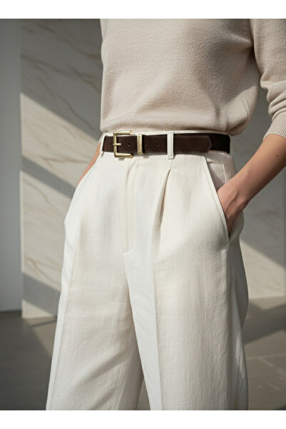 CSR AKSESUAR Suede Square Buckle Bridged Women's Belt, Trouser Belt, Coat Belt, Dress Belt