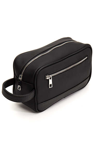 gio&mi Atlas Men's Vegan Leather Portfolio Clutch Travel Casual Handbag Black Mattenat