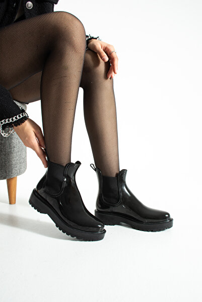 SEOUL SPORT SHOES Γυναικείες γυαλιστερές μπότες βροχής – Κοντές μπότες, αντιολισθητική σόλα, αδιάβροχες